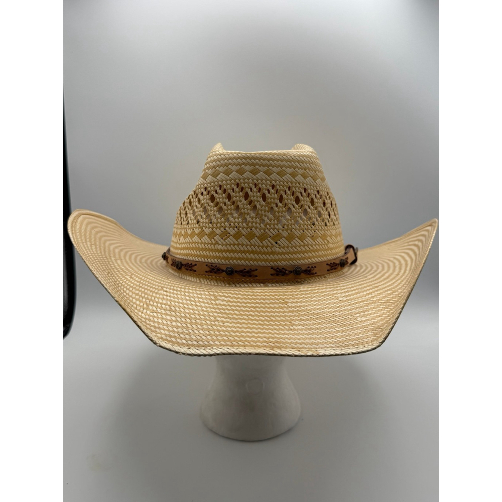 Bullhide Montecarlo Straw Cowboy Hat 50X Shantung Panama Western Tan Vented - Picture 2 of 10
